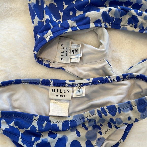Milly Minis Girls Blue White Leopard Print Bikini Size 4/5 - Picture 3 of 3